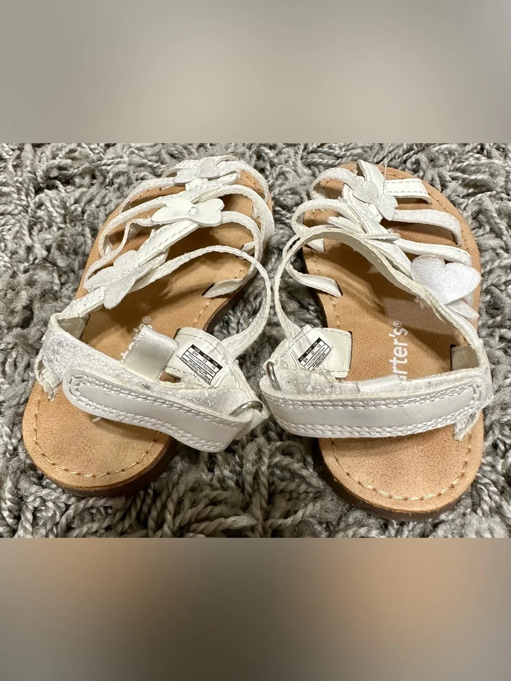 Carter's White Butterfly Glitter Strappy Sandals